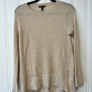 Eileen Fisher Women's Tan Crew Neck Sweater Merino Italian Wool M